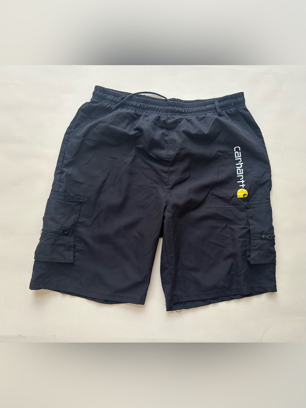 Carhartt Black Cargo Shorts with Yellow Logo size XL